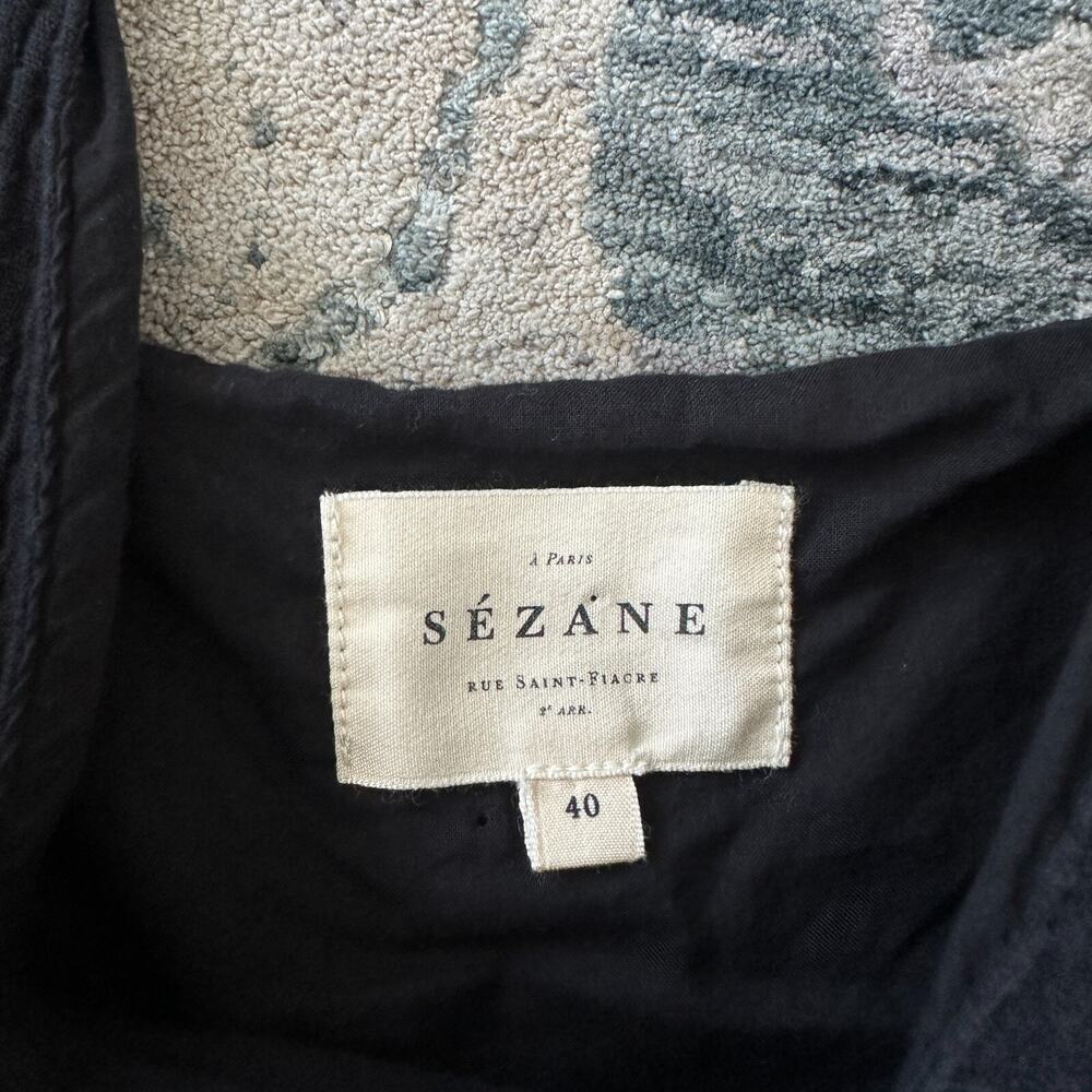 Sezane Gisele Top Womens 8 Black Cotton Gauze Tank Shoulder Tie Minimalist Flowy - Picture 4 of 8